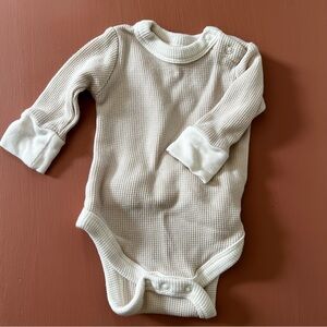 Goumi cream thermal waffle knit newborn onesie
